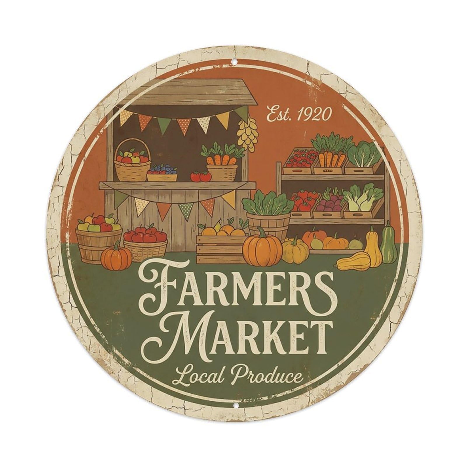 Cxhjca 8X8inch(20X20cm) Vintage Cottagecore Garden Farmers Market Stand Metal Tin Sign