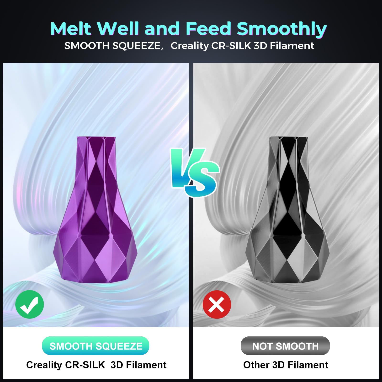 Creality PLA Filamento a Stampante 3D Printer Silk Shiny PLA Filament 1.75mm +/-0.02mm, 3D Printing Filament 1KG/2.2lb (Rosa Viola)