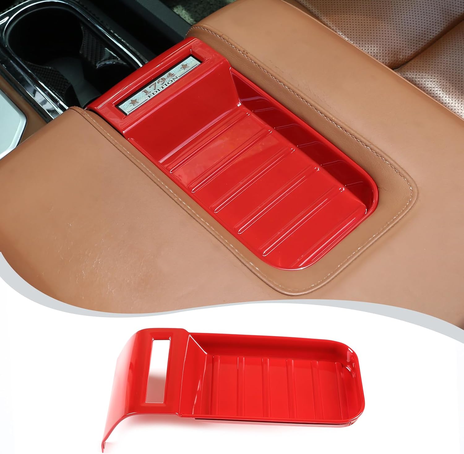 LLKUANG Center Console Armrest Box Storage Box Cover Slot Sticker Car Accessories for Toyota Tundra 2014-2021 ABS Plastic (Red)