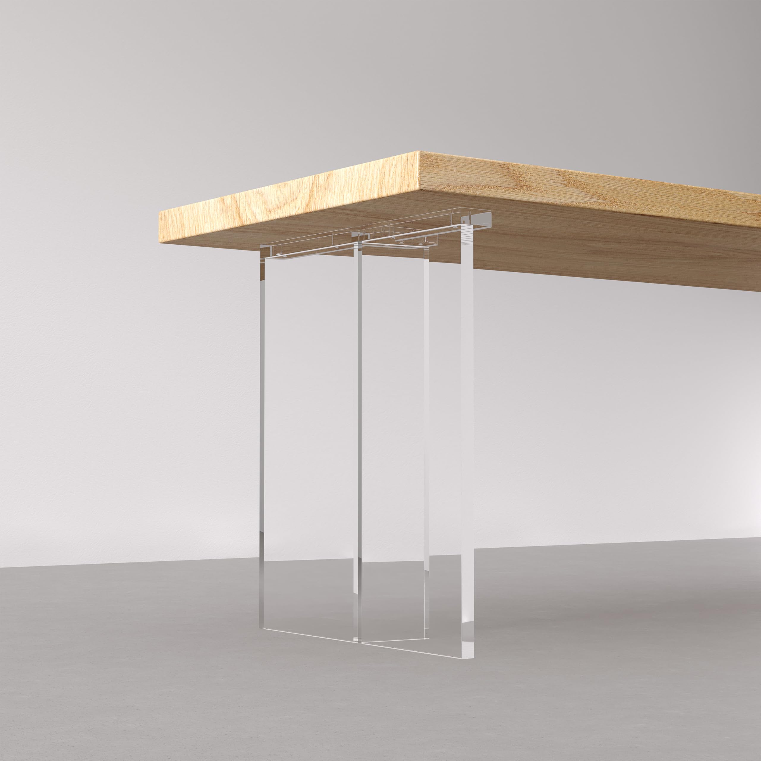 Patavinity Modern Floating Desk/Table Acrylic Legs 27.6" Height x 23.6" Wide Heavy Duty for Dining Bar Coffee Table Acrylic Sturdy Legs(Bear Up to 550lb), T-Shape, Clear, Set of 2