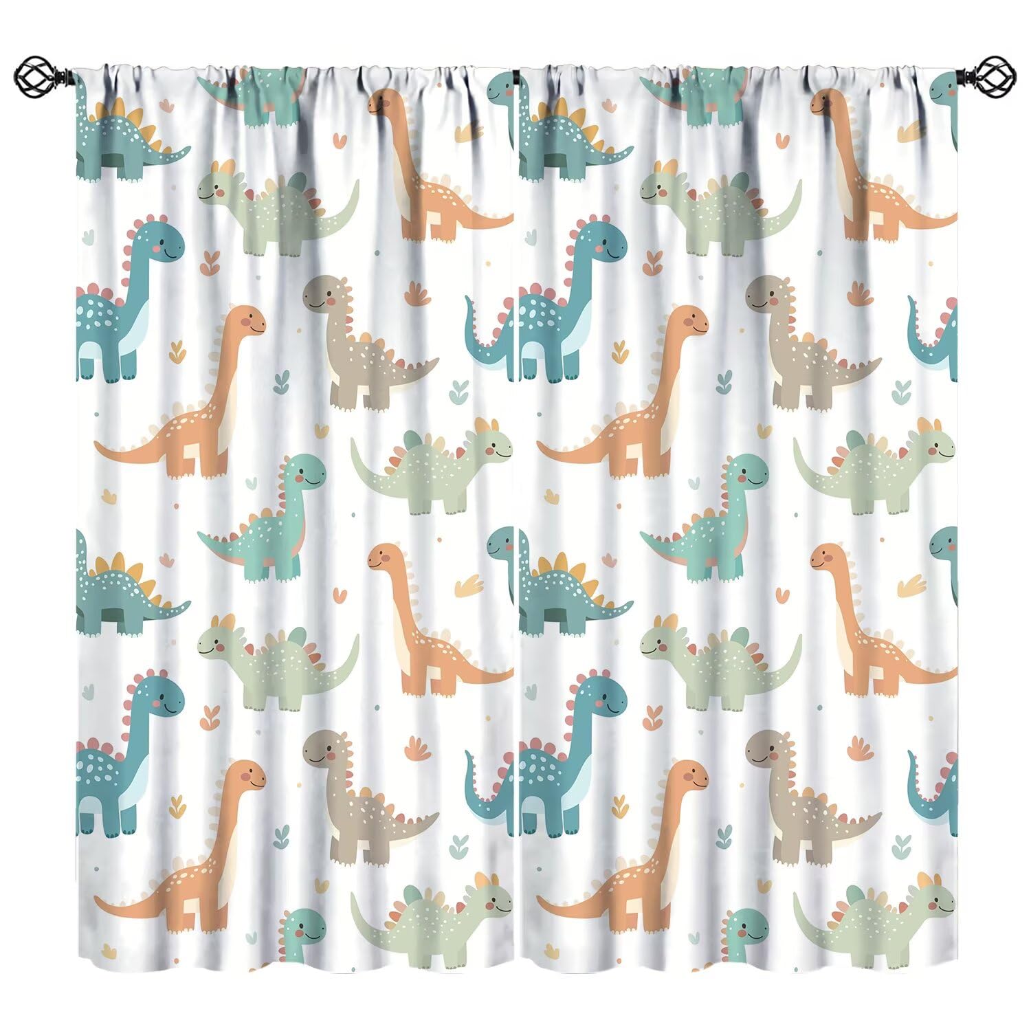 JESTRONRY Cute Dinosaur Window Curtain,Boys Curtains for Bedroom Colorful Cartoon Dinosaur Themed Window Treatment for Kids Boys Room Nursery 63" W X 63" L (Blackout)