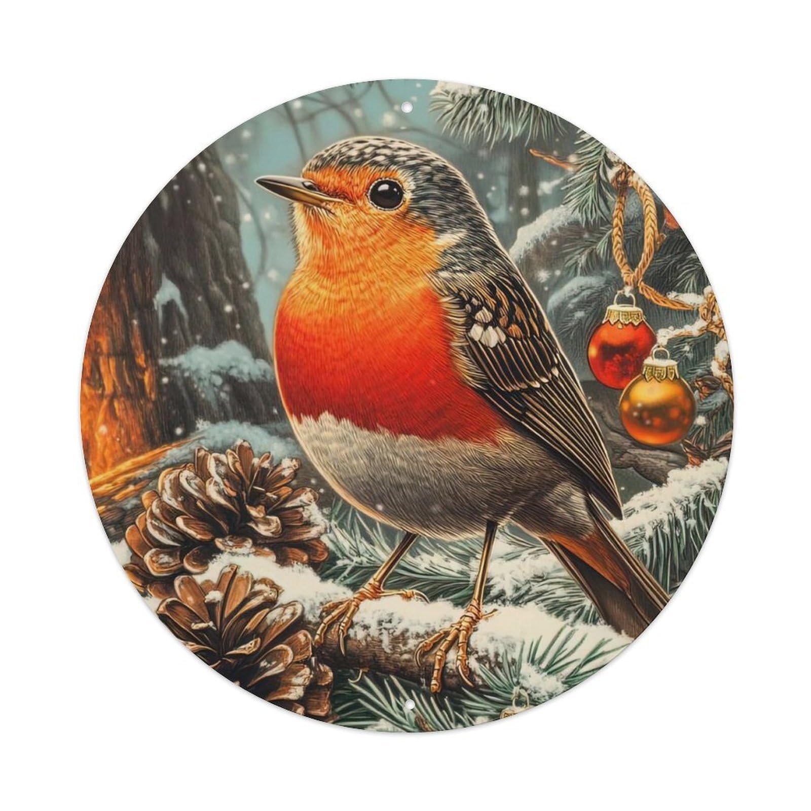 Animal Artwork Birds in The Snow Metal Tin Sign