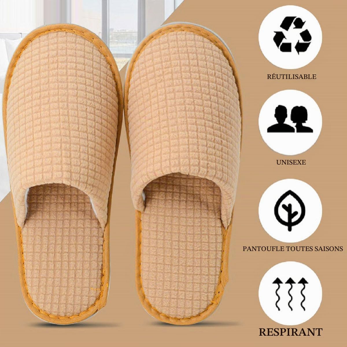 Kiuiom Slippers Hotel,Chausson Invites,SPA Pantoufles,Pantoufles Hôtel en Peluche Pantoufles Intérieur Légères pour Femmes et Hommes pour Hôtels Spa Maison Voyage