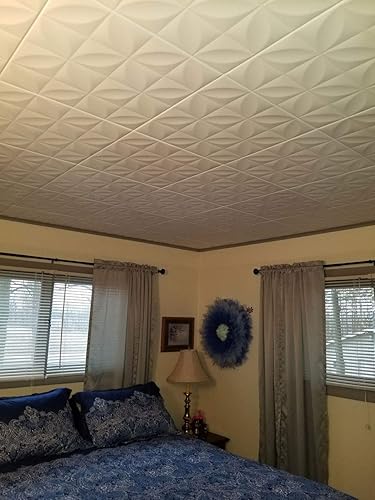 Miniatura 3 de A La Maison Ceilings R103 Perceptions - Azulejos de espuma para techo (21.6 pies cuadradoscubiertas), paquete de 8, color blanco liso