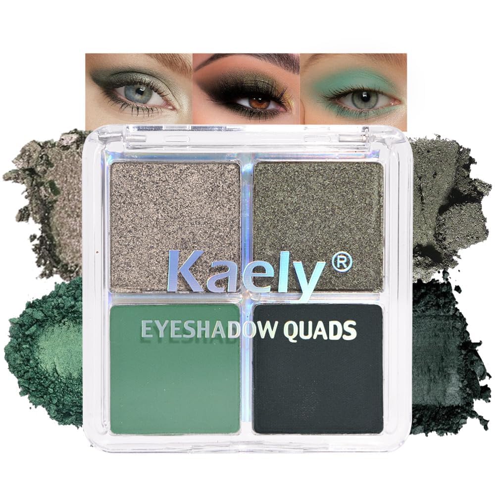 4 Colors Beige Nude Brown Pink Yellow Eye Shadow Powder Palette Makeup, Neutral Travel Matte Shimmer Creme QuadsEyeshadow Palette for Women Highly Pigmented Waterproof, paleta de sombras de ojos 01: 0.21 Ounce (Pack of 1) A-12#