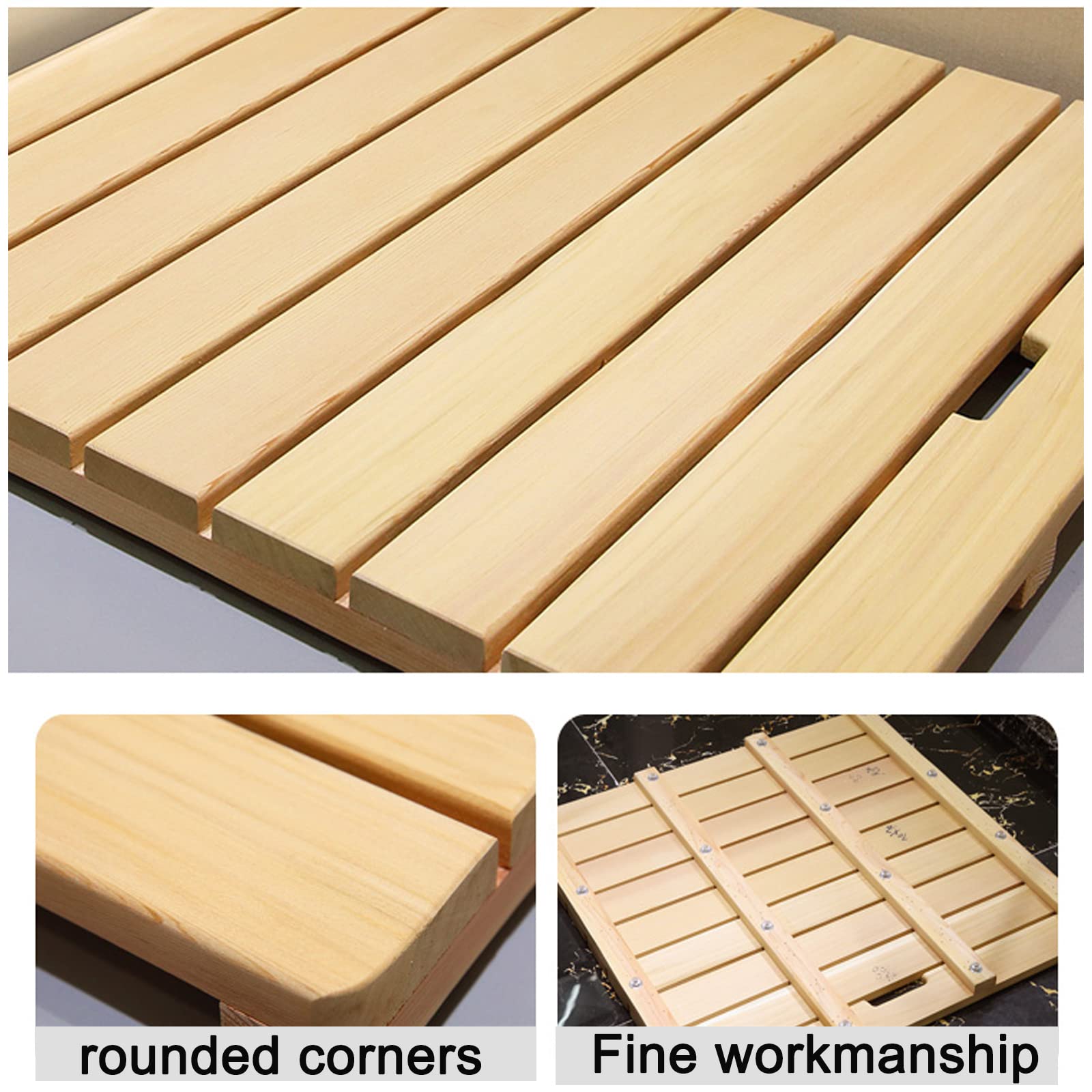 Alfombrilla de ducha natural, alfombrilla de baño de madera, alfombrilla de ducha natural, alfombrilla de baño de bambú multiusos, diseño de listones, con patas de goma antideslizantes, para un fác