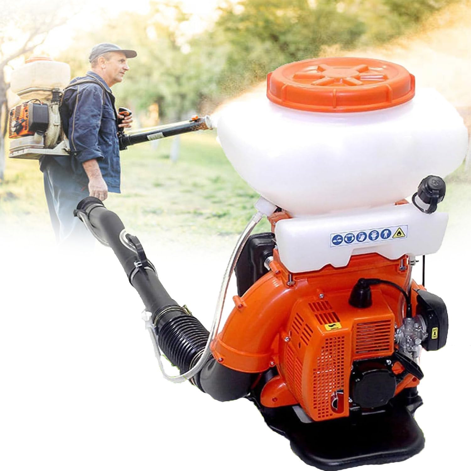 Pulverizador AgríCola con Mochila, Soplador de Hojas con Motor de Gasolina de 14 L, Pulverizador de Alta PresióN con Mochila de 7500 R/Min, Soplador de Agua con Chorro para JardíN