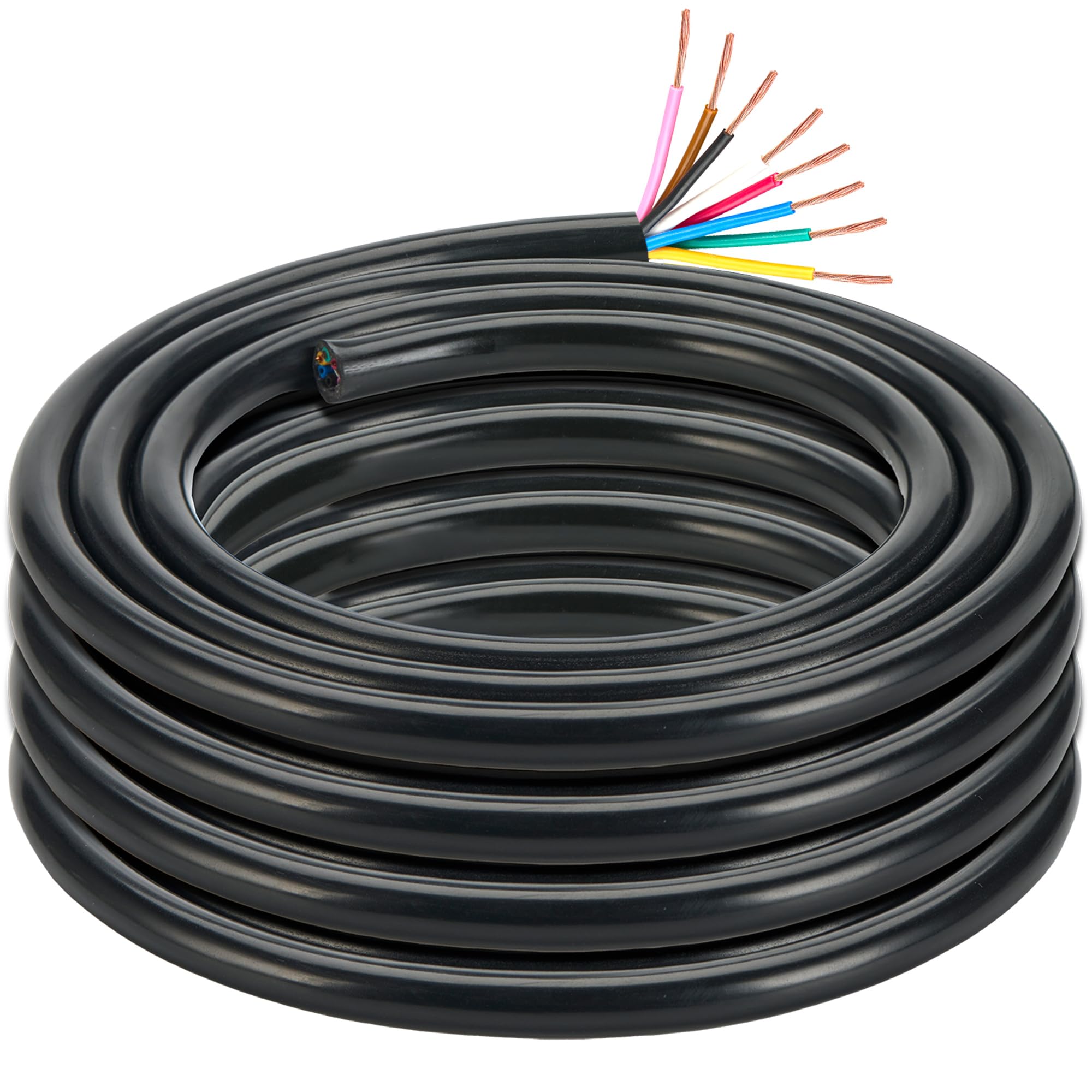 8 Core Trailer Cable 3M, Electrical Towing Wire 12V/24V, Automotive Car Cable 9.8ft for Truck Trailer Lighting, RoHs Reach Approved (7 x 0.5mm² + 1 x 1.0mm²)