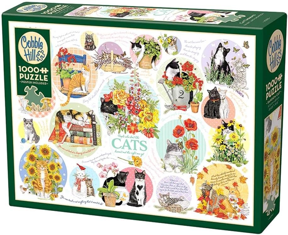 Cobble Hill 1000 Piece Puzzle - Cat Thoughts - Sample Poster Included