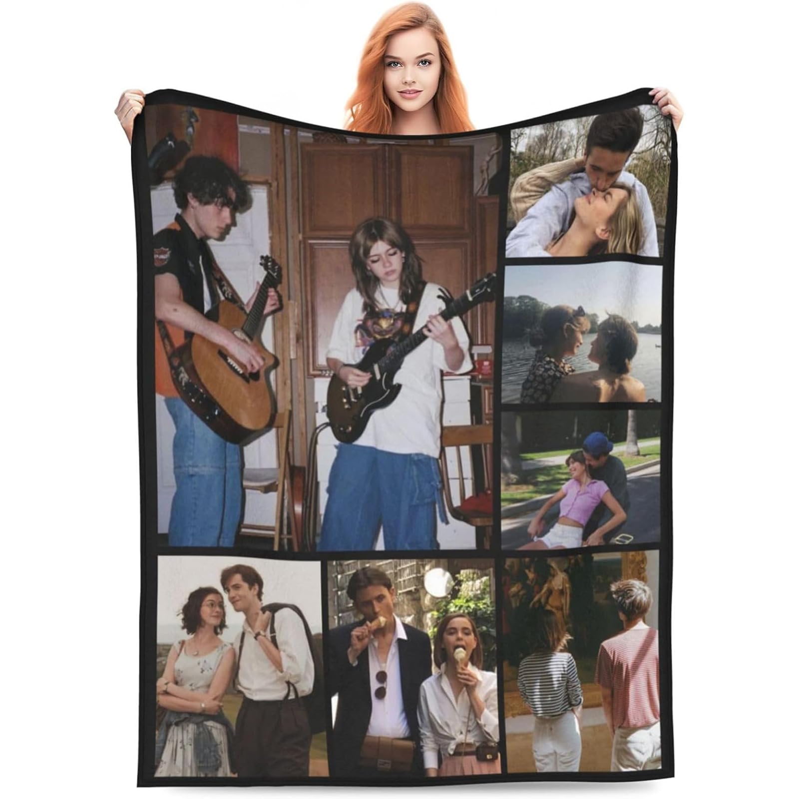 Personalised Blanket with Photo Text, Personalised Gifts for Women Men, Photo Blanket, Custom Blanket, Christmas Birthday Gifts for Mum, Dad, Best Friend, Boyfriend, Girlfriend or Pet