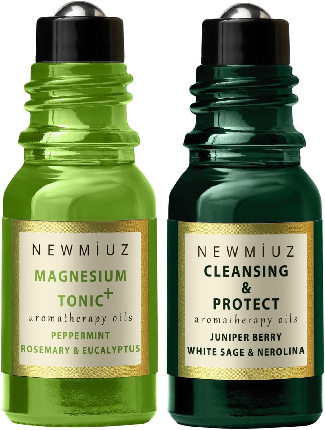 Headache Roll On Stick Peppermint Rosemary and Eucalyptus & Cleansing and Protect Juniper Berry White Sage with Nerolina Pack of 2