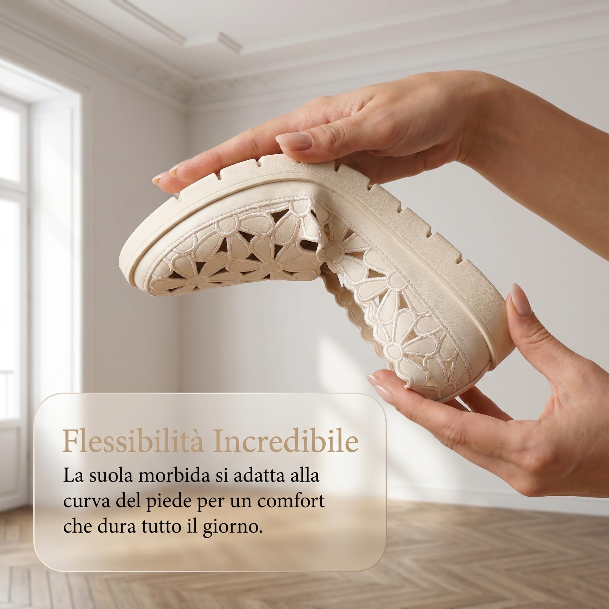 GLAMORA Ballerine da donna traforate design floreale scarpe piatte piattaforma leggera suola flessibile antiscivolo soletta morbida confortevole traspirante scarpe estive