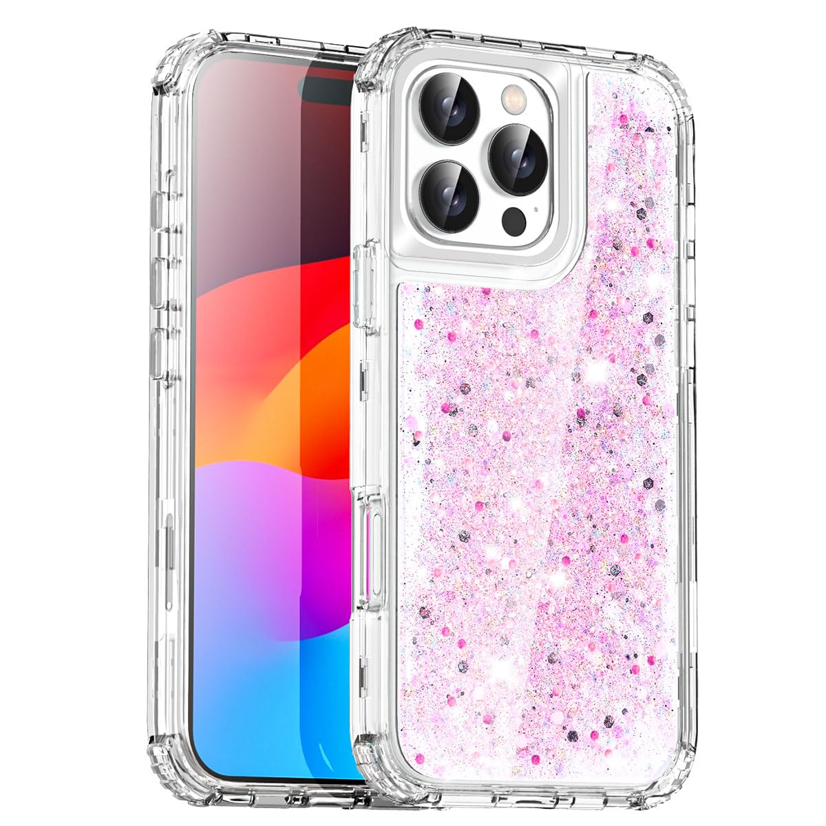 AICase for iPhone 16 Pro Max Case Bling Glitter for Women Girls Cute Shiny Sparkle,3 in 1 Heavy Duty Durable 3-Layer Milit...