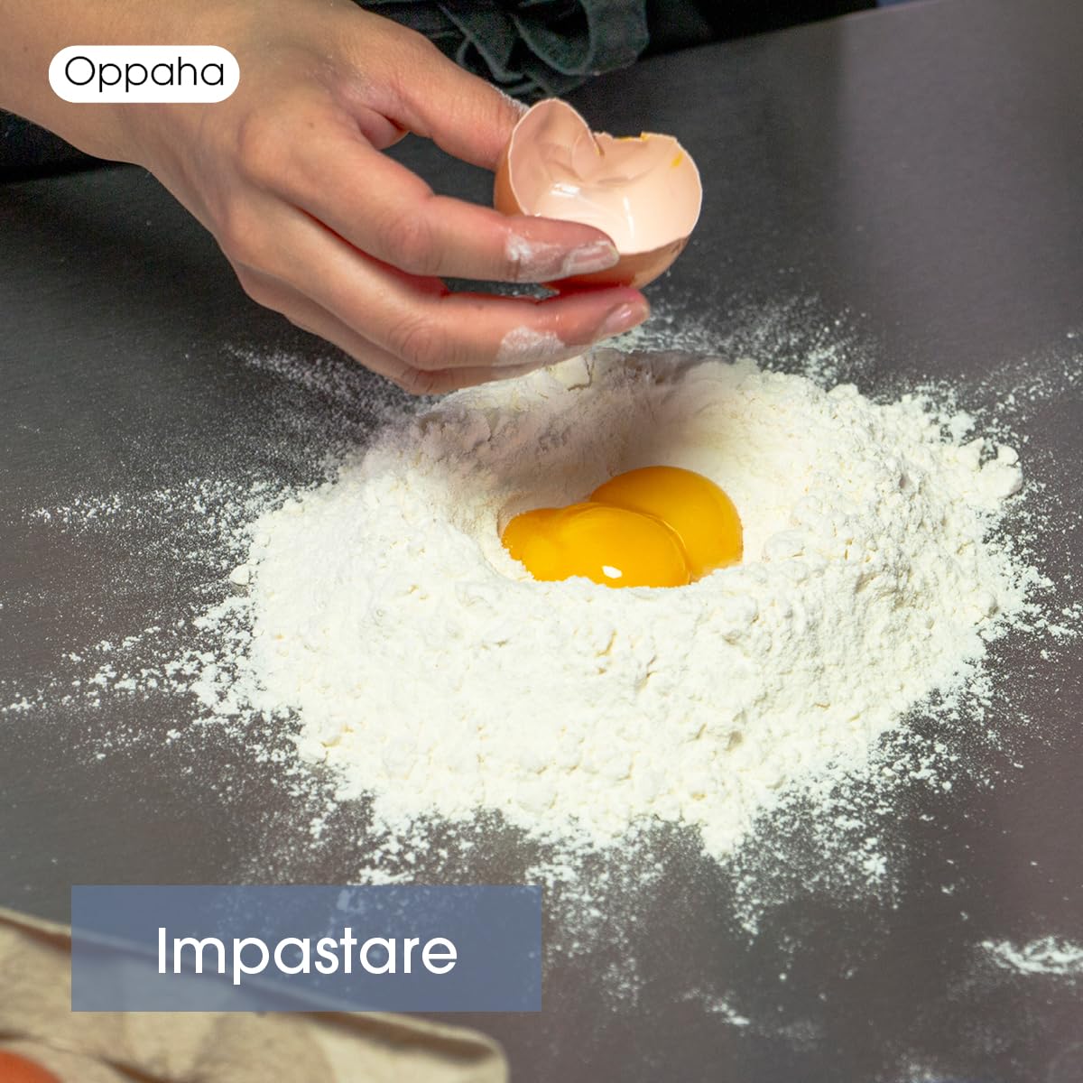 Oppaha - Spianatoia da Cucina in Acciaio Inox - Piano da Lavoro Compatto per Impastare - Superficie in AISI 304 - Tappetino Antiscivolo Incluso -56x30 cm