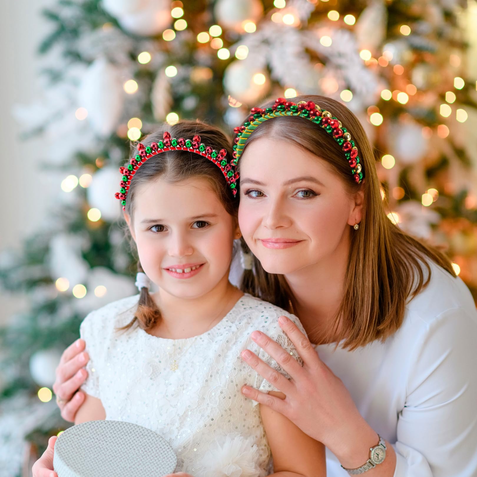 Serre Tête Noël, Serre Tete Noel Lot de 2 avec Clochettes - Bandeaux Festifs pour Femme, Adulte et Enfant - Accessoire pour Noë Fête, Mariage & Événements(Rouge et Vert)