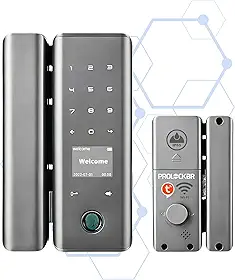 ProlockBR® Fechadura Digital Eletrônica B321 IP65 para Porta de Vidro 10-12mm – Wi-Fi 2.4G, Biometria, Senha, Cartão, App Tuya Smart, Chave Física, Sem Maçaneta, à Prova de Sol e Chuva