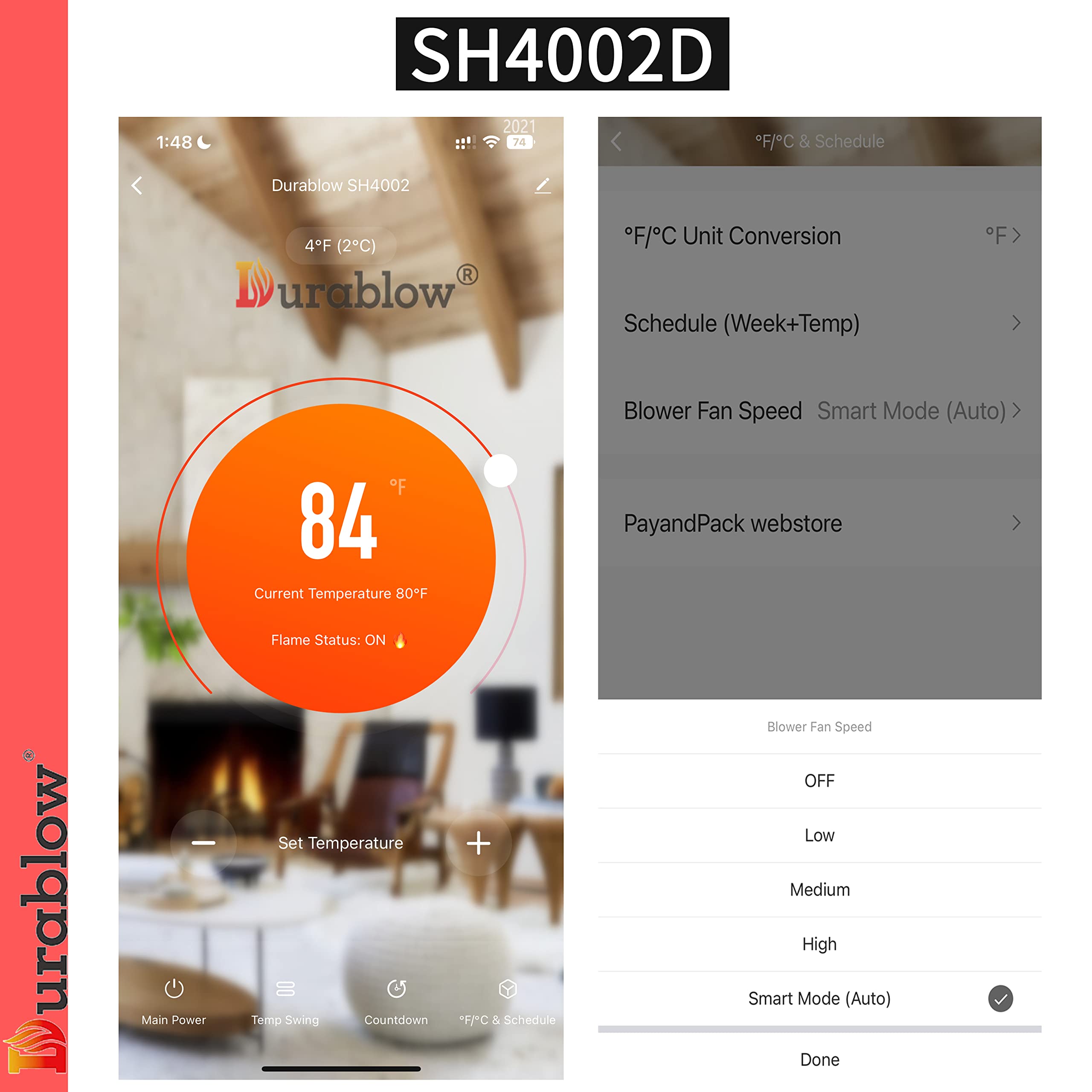 Durablow SH4002D Dual WiFi (2.4G + 5G) Termostato de gas para hogar inteligente + control remoto de soplador, compatible con Alexa, Google Home Assistant, SmartThings, Siri a través de la aplicación