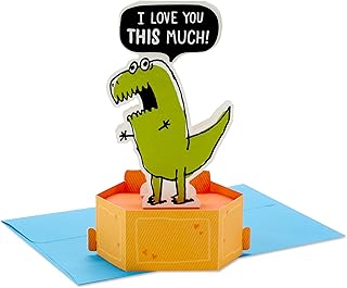 Hallmark Cartão de aniversário pop up engraçado (Dinosaur T-Rex) Paper Wonder Shoebox 3D Card