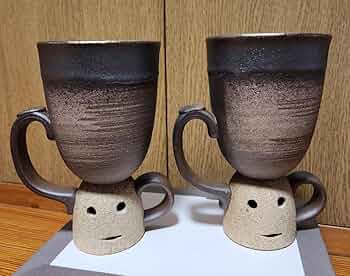 備前 金彩  ペアーカップ Amazon.co.jp: 備前金彩 備前焼 はにわ ペアマグカップ