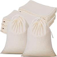 Tatuo 50 Pack 8x10 Inch Cotton Muslin Drawstring Bags - Reusable Sachet Bags for Produce, Crafts, Gifts & Storage