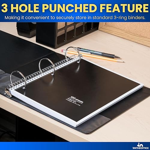 Miniatura 4 de 1InTheOffice Cuaderno de espiral de 3 materias, cuadernos de espiral encuadernado con alambre, cuadernos con rayas universitarias, 8 x 11, 70 hojas,