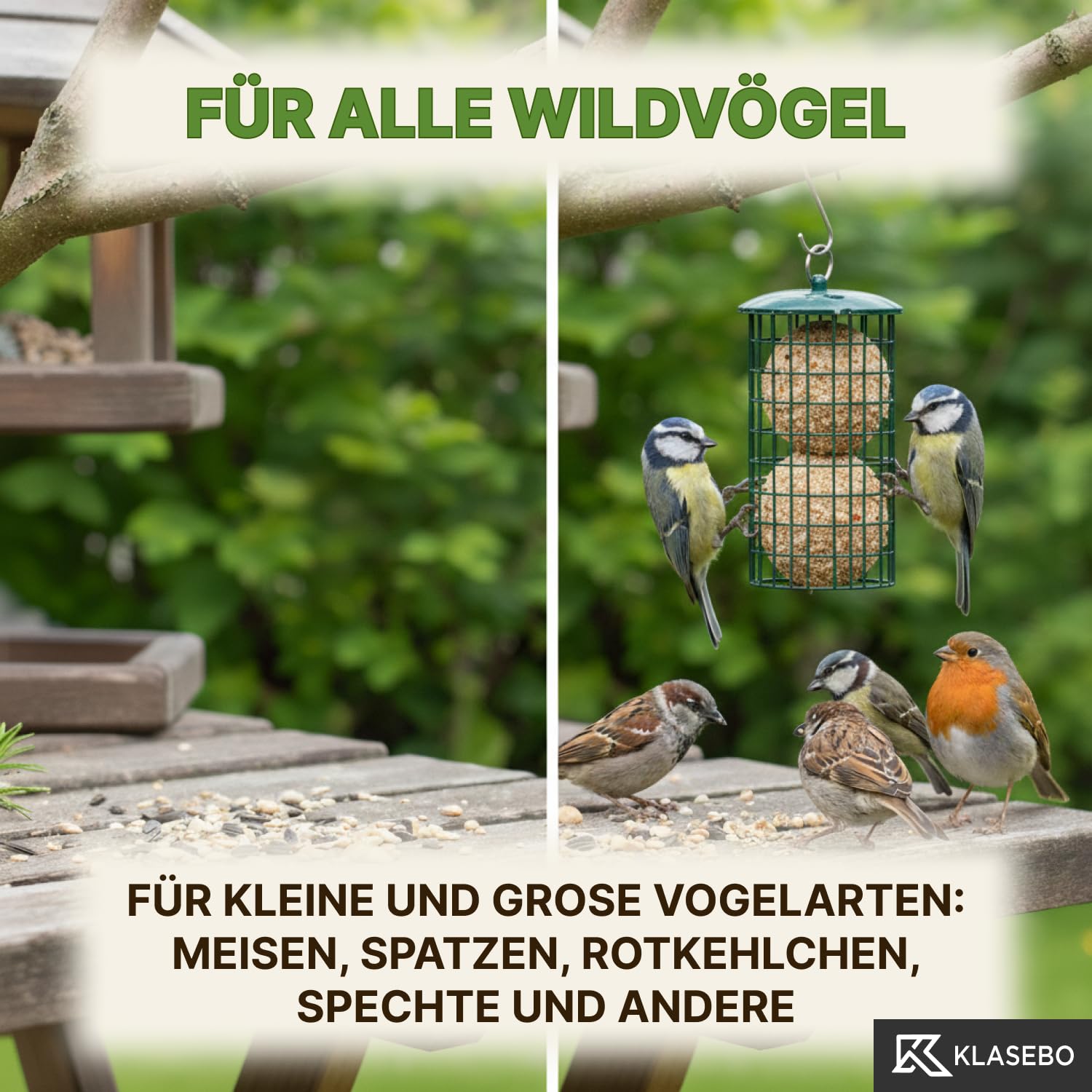 Premium Meisenknödel mit Insekten, 100 Stück (9kg) – Ganzjähriges Wildvogelfutter, Natürliche Zutaten, Ganzjährige Fütterung, Körnerfresser Delikatesse