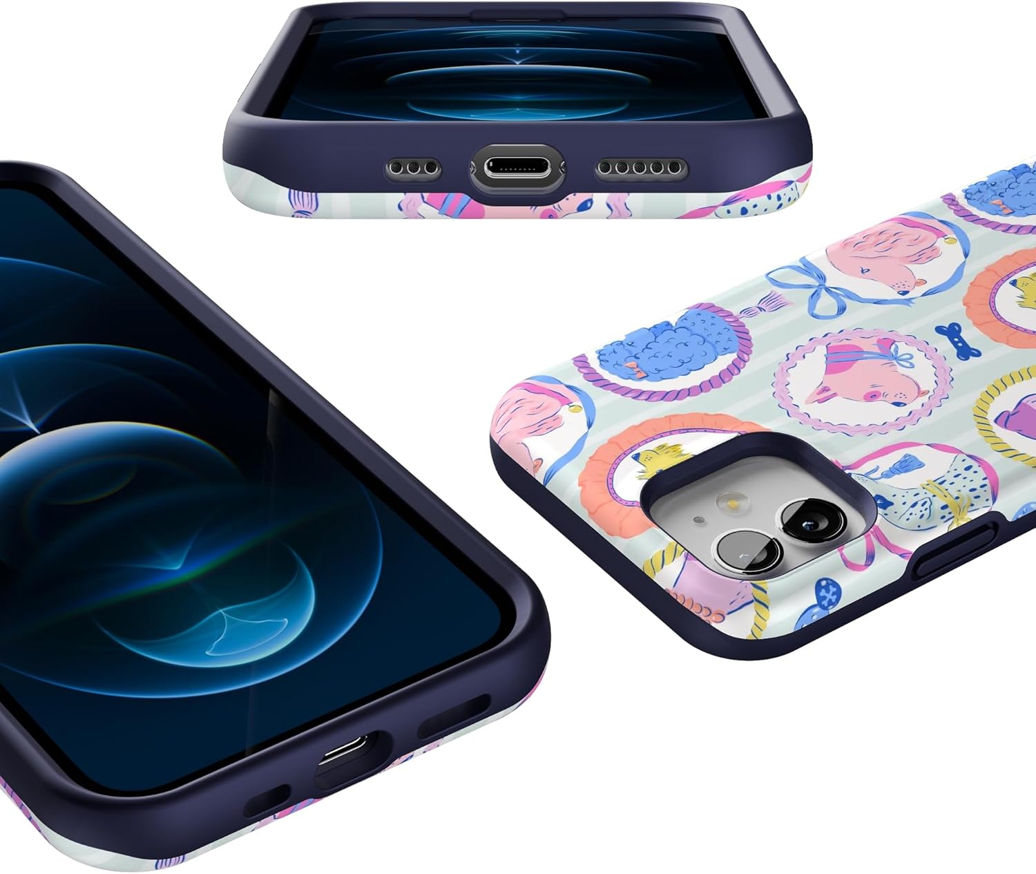 Casely iPhone 12/12 Pro Case | Chateau Pups | French Dog | Bold Protective Design | Compatible with MagSafe