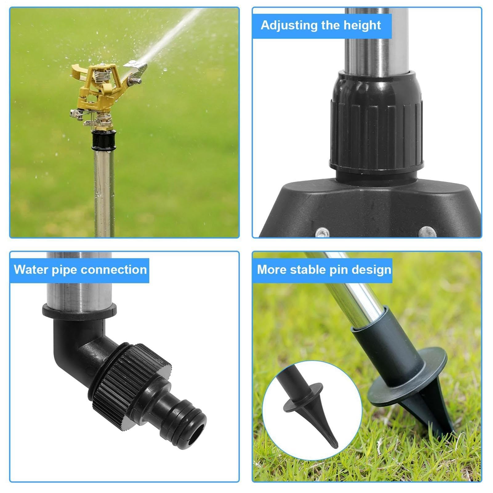 Trípode de riego de jardín, soporte ajustable para aspersor de agua, base estable, diseño de riego de 360 grados, herramienta de riego eficiente para césped y jardines