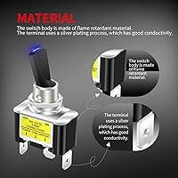 Vista 4 de DaierTek Interruptor de palanca con luz LED azul de 12 V, 30 amperios, 12 voltios, interruptor de palanca SPST ON Off 2 posiciones 3pin