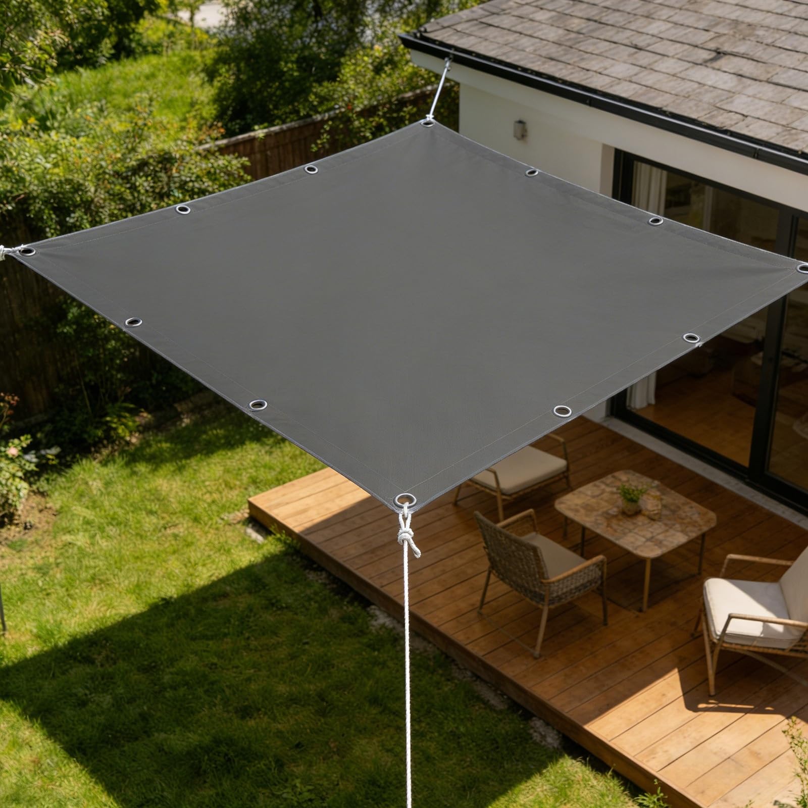 Zadaszenie Markizy Przeciwsłonecznej 1 x 5.8 m Odporna Na Warunki Atmosferyczne, Trwała, Z Filtrem Uv, Prostokątna, Wodoodporna Pergola Do Ogrodu, Na Patio, Jasny szary
