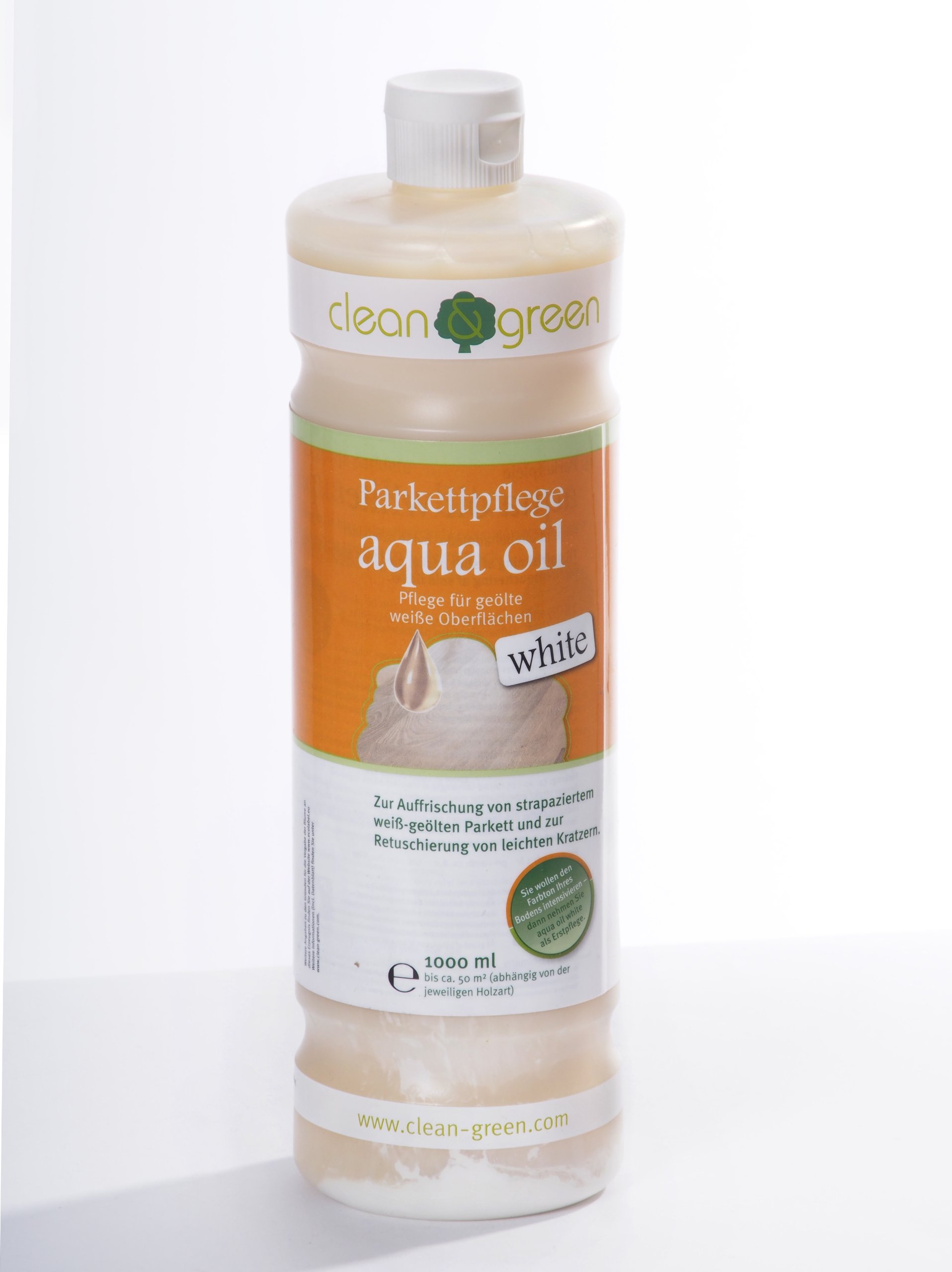 clean & green Spezial-Parkettpflege aqua oil "white", 1 Liter