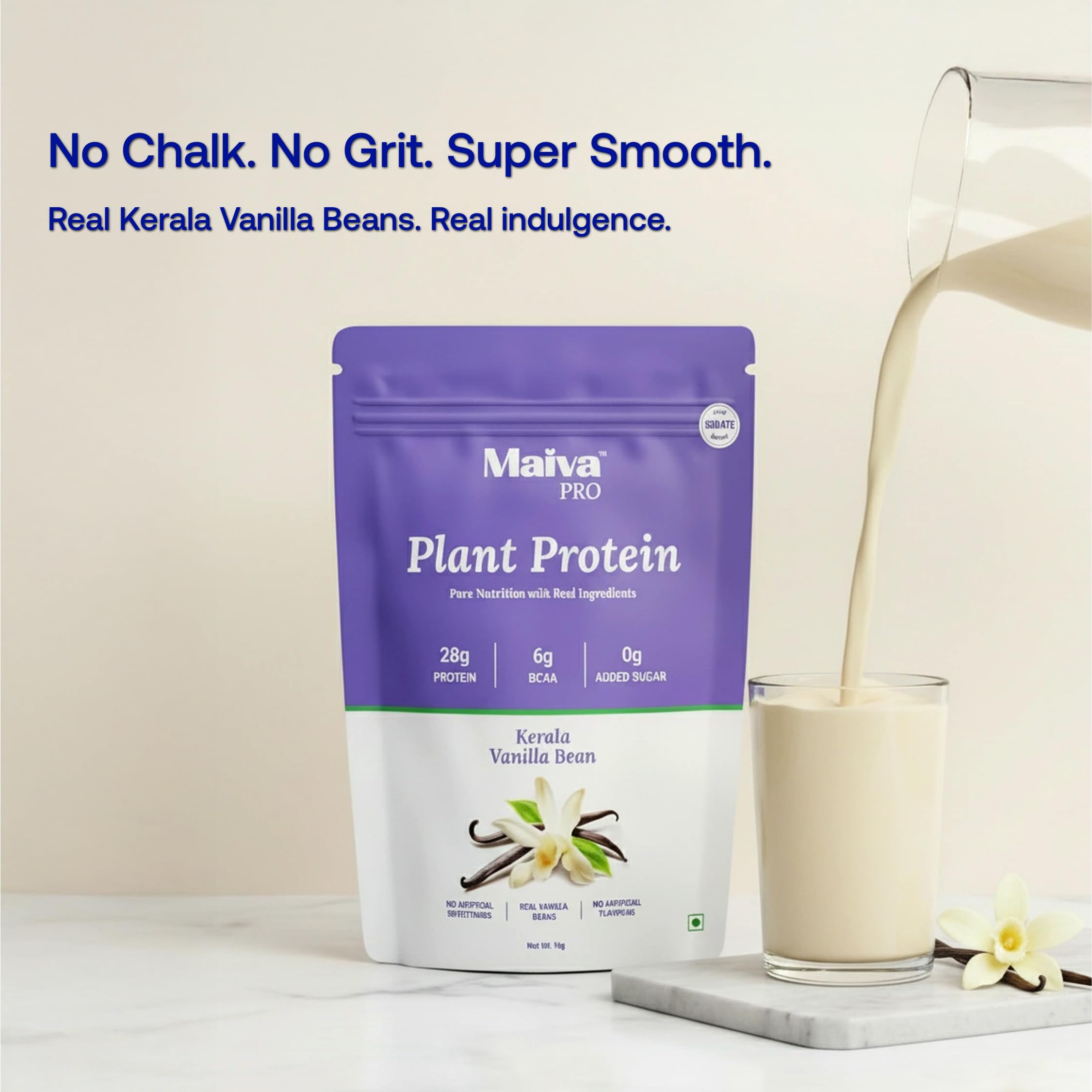 Maiva Pro Plant Protein Powder - 1kg - Kerala Vanilla Bean (Vanilla) | 28g Protein, Pea Protein Isolate | No Artificial Sweeteners | Easy to Digest, Light on Stomach | No Bloating | Vegan, Lactose Free — Amazon image 4