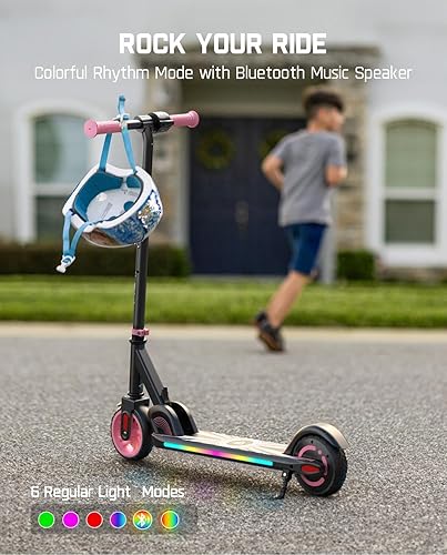 Miniatura 2 de C9 Apex Electric Scooter for Kids Ages 8-12, Bluetooth Music Speaker, Colorful Rainbow Lights, 5810MPH, 5 Miles Range, Adjustable Height, Foldable,