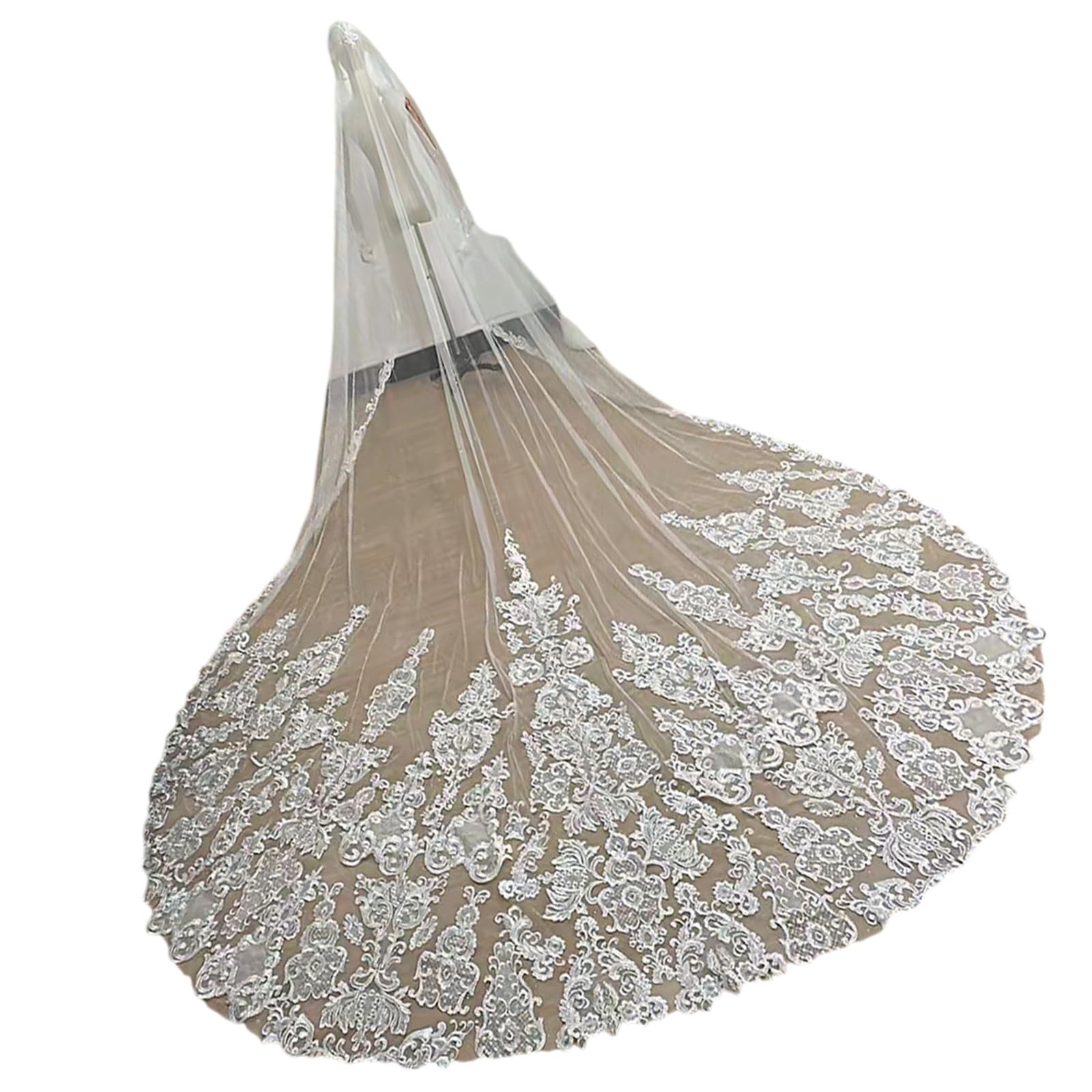 Voile de mariage cathédrale avec peigne invisible pour coiffure intacte