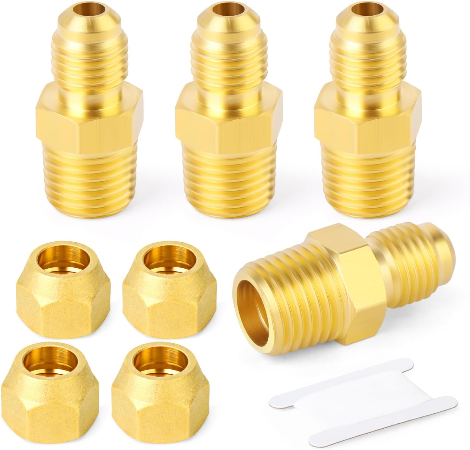 GASHER4PCS Metals Brass Tube Fitting,Half-Union with Flare Nut, 1/2 Inch Flare x 1/2 Inch Male Pipe