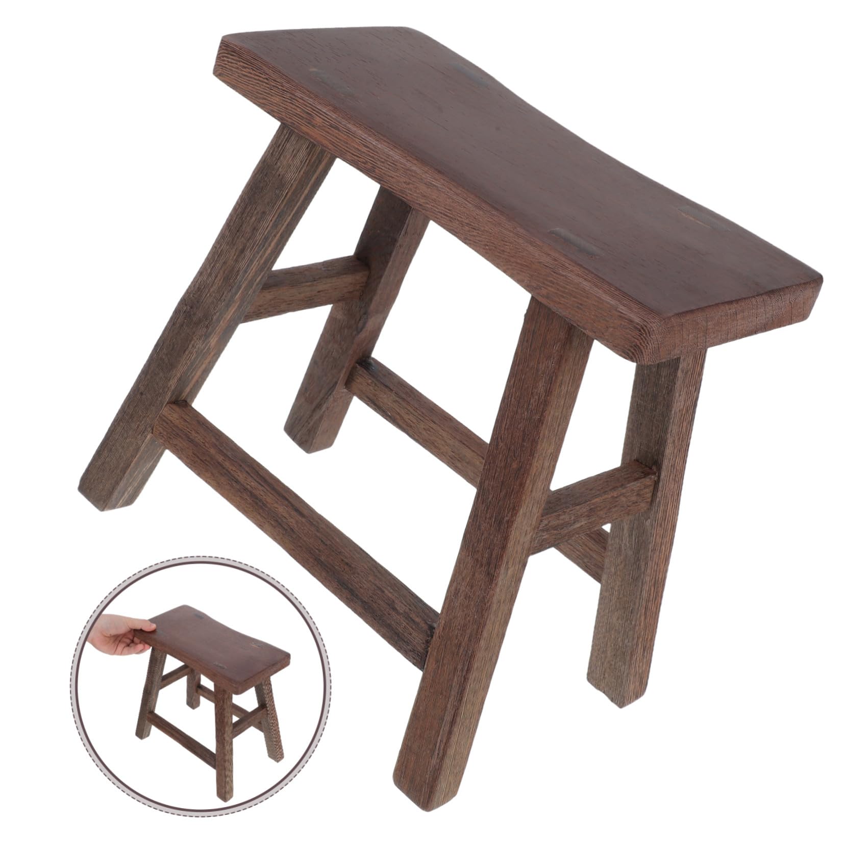 HANABASS Taburete Pequeño de Madera para Niños Ligero y Portátil Diseño Elegante de ala de Pollo, Adecuado para Baño y Cocina, Banco Infantil de 28 Cm