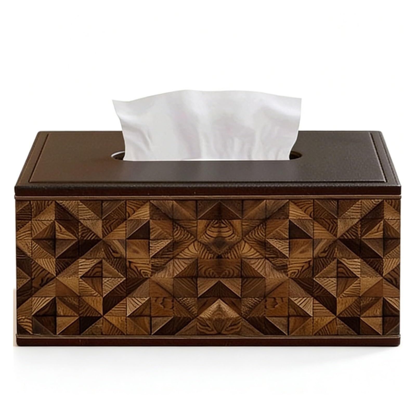 Kosmetiktuch-Spenderbox Amerikanischer Taschentuchbox-Halter, Wohnzimmer-Nachttisch aus Holz und Leder Must-Haves für die Wohnung(Single Grid)