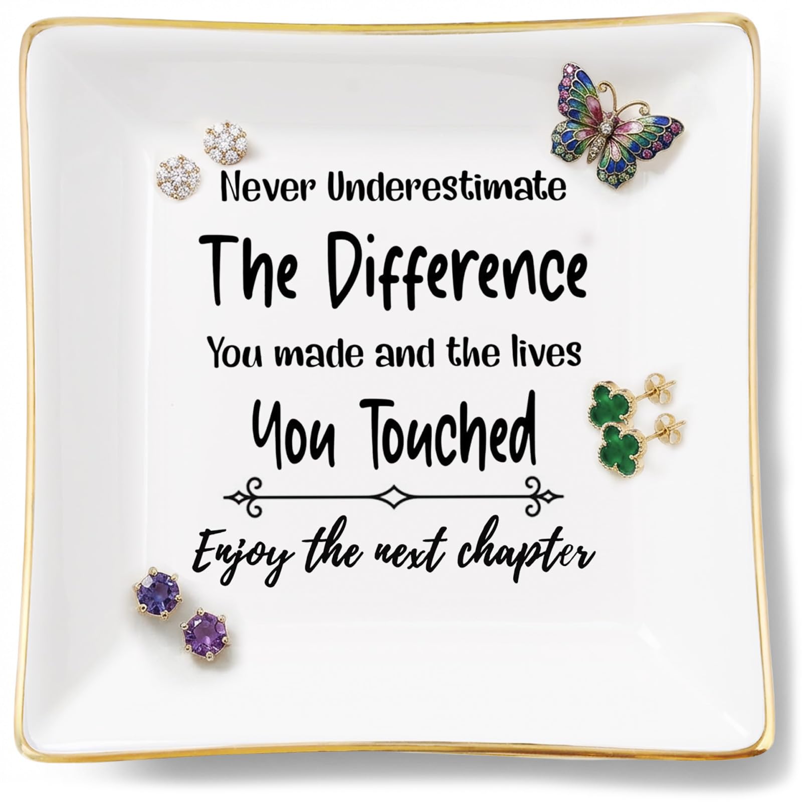 Giftgem Women's Retirement Gifts For - Gifts Trinket Dish, Happy S Gift Ideas For Friend, Colleagues, Mum, Teacher, Wife, Sister, Leaving Present Jewellery Holder