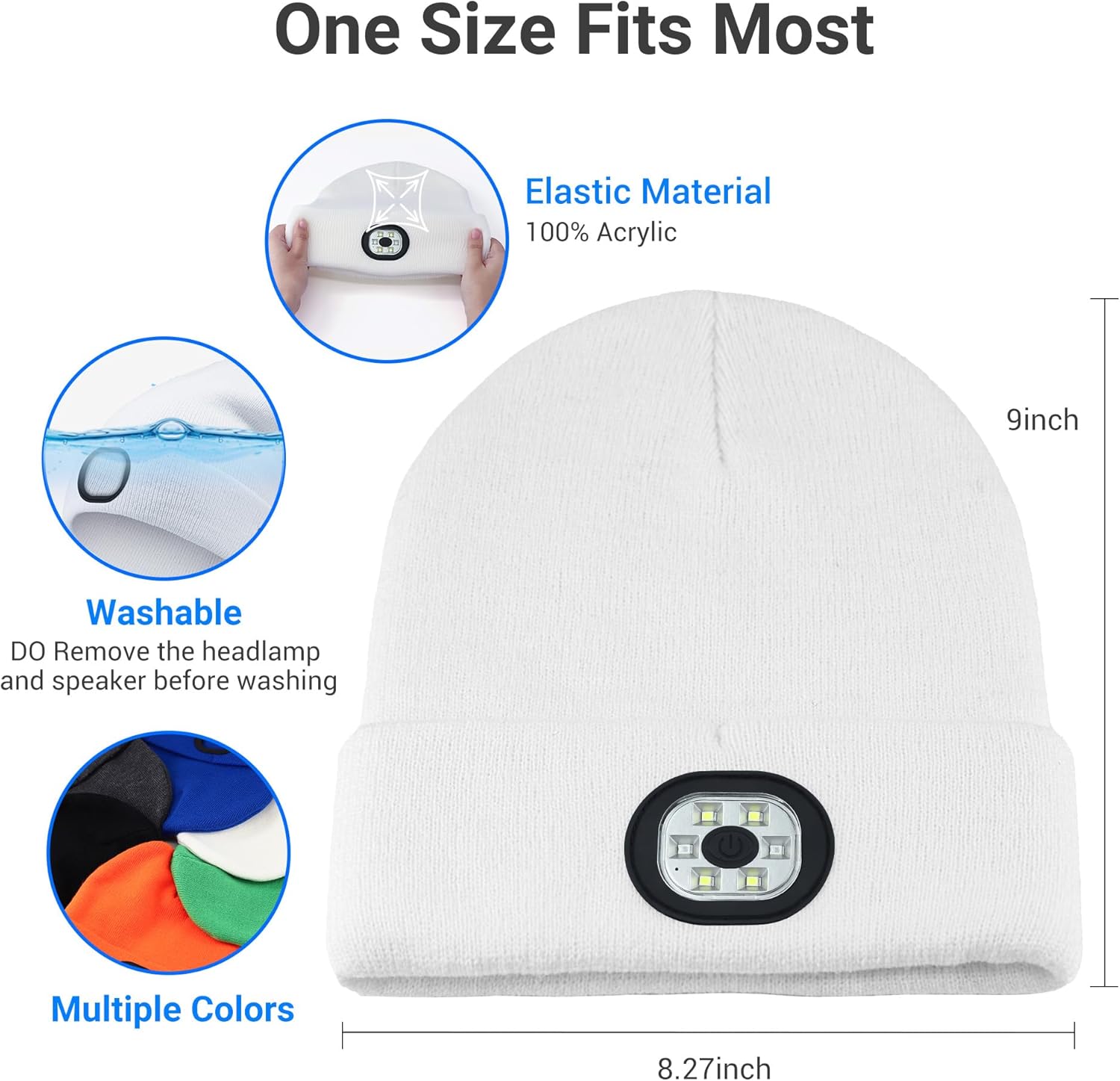 Bluetooth Beanie with Light, Beanie with LED and Bluetooth Headphones, Rechargeable,Unique Tech Gifts for Men Women - Image 6