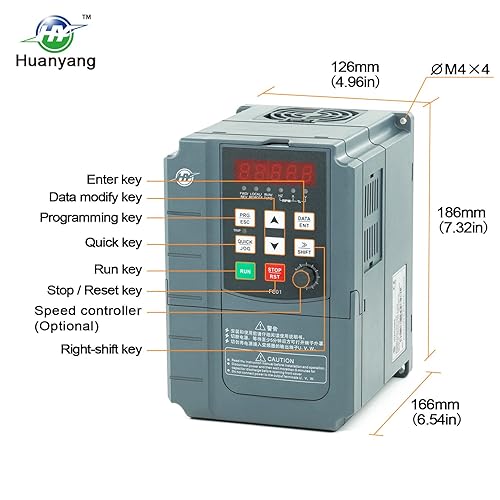 Miniatura 3 de Huanyang VFD,Monofásico a 3 fases,Variador de frecuencia variable,1.5kW 2HP 110V AC entrada para control de velocidad del motor,Serie FC