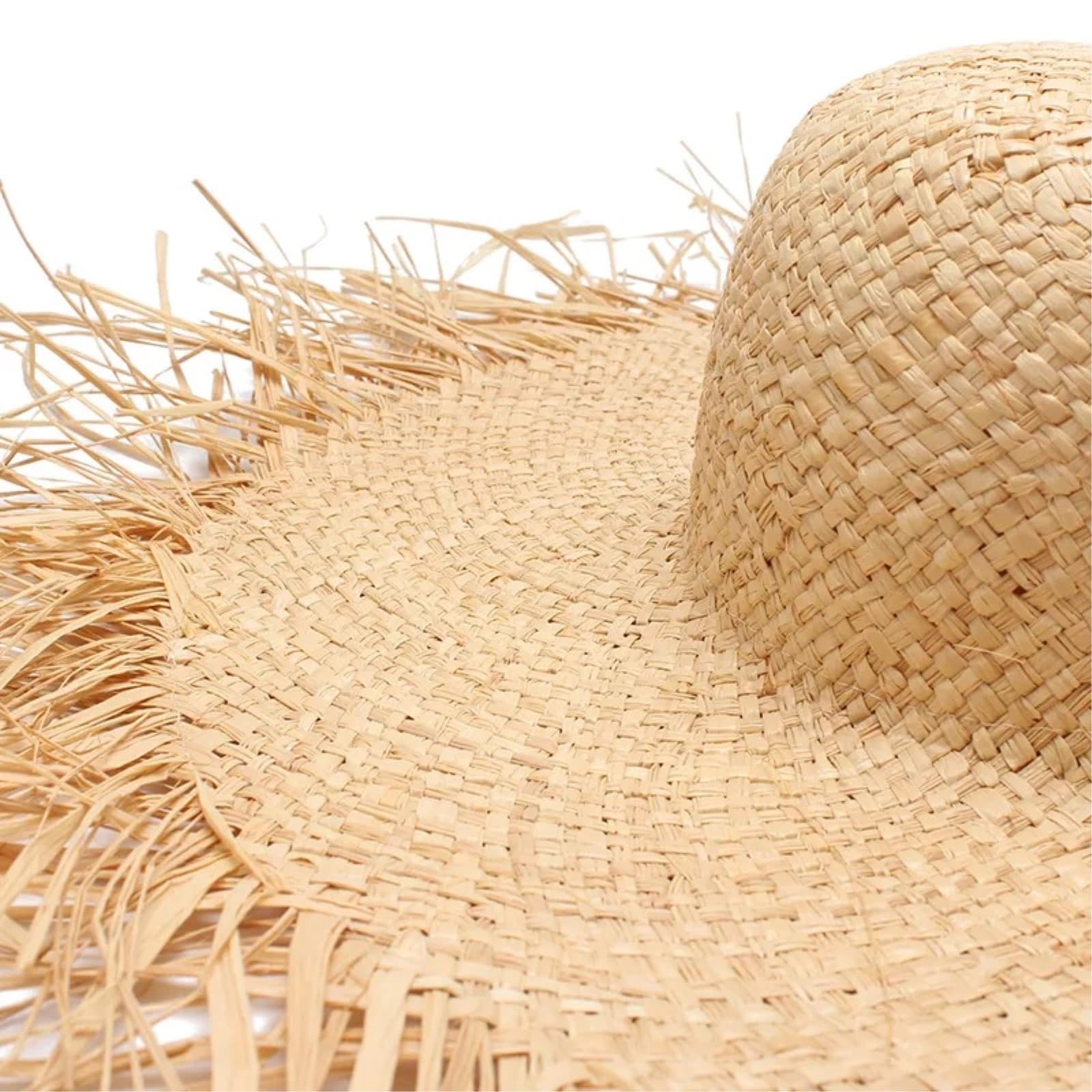 Straw Hat Handmade Women's Sun Hat, szeroki Brim, wysokiej jakości Beach Hat-khaki