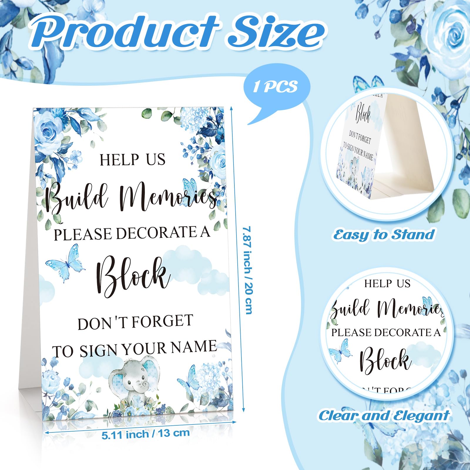 Kit Complet De Panneaux & Blocs Pour Baby Shower - 52 Blocs En Bois + 24 Marqueurs - Idée Souvenir Interactive Pour Révélation Genre & 100 Jours - 8