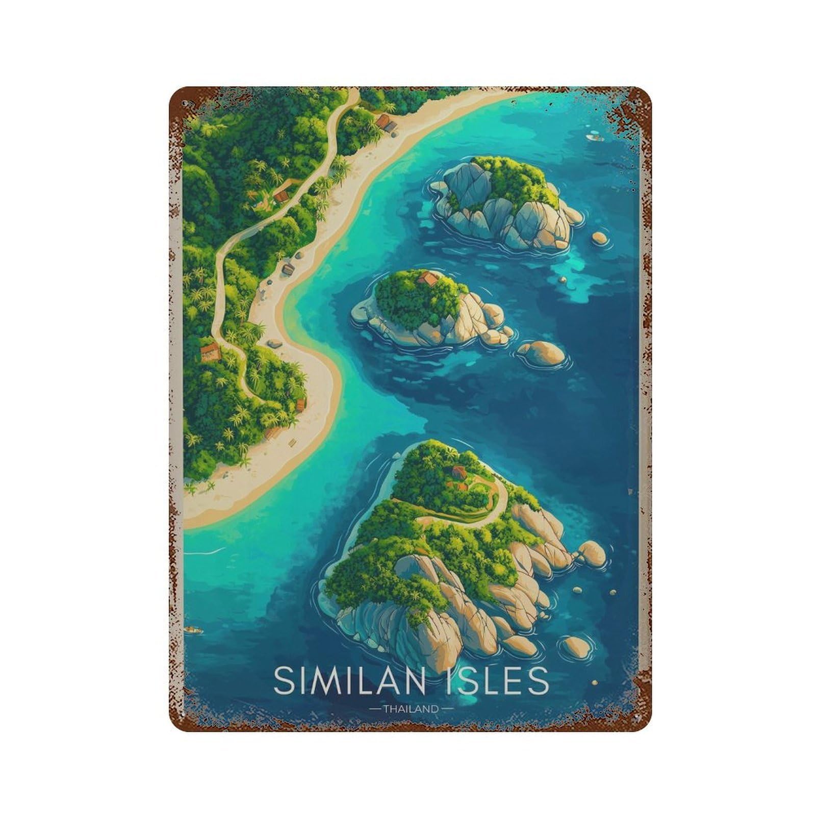 xiaoxiaoshen Similan Islands Travel Thailand Tropical Island Wall Decor Art Metal Tin Poster Modern Home Decor Art Home Bar Shop Decorations Vintage Sign 40x30cm