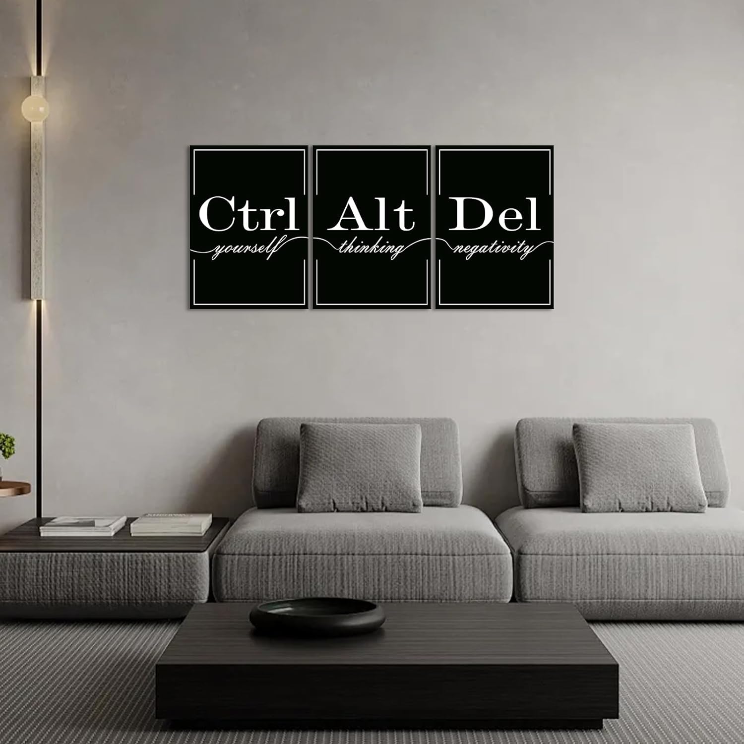 Xbolu Motivational Wall Decor Ctrl Alt Del Wall Art Framed Black Inspirational Wall Decor for Office, Living Room & Bedroom