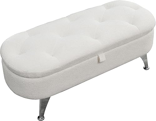 Miniatura 3 de Banco de almacenamiento otomano tapizado con patas de metal, banco de extremo de cama, banco de entrada para sala de estar, entrada, lado de cama,