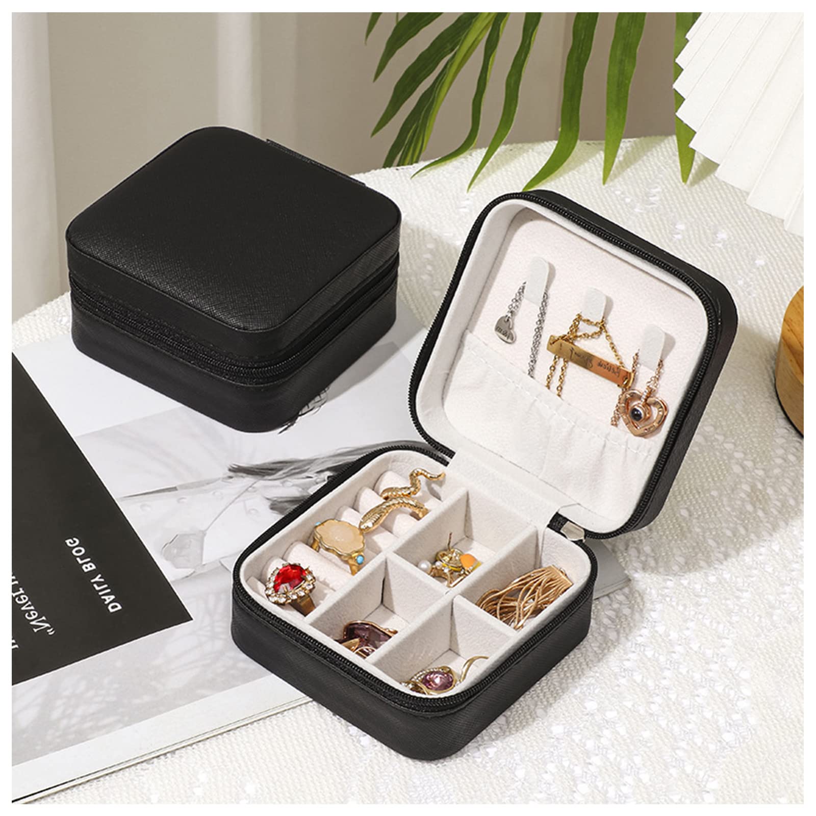 Set Da 3 Mini Borse Portagioielli Pieghevoli In Pelle – Viaggio, Organizer Per Anelli, Collane E Orecchini (beige, Rosa, Grigio)