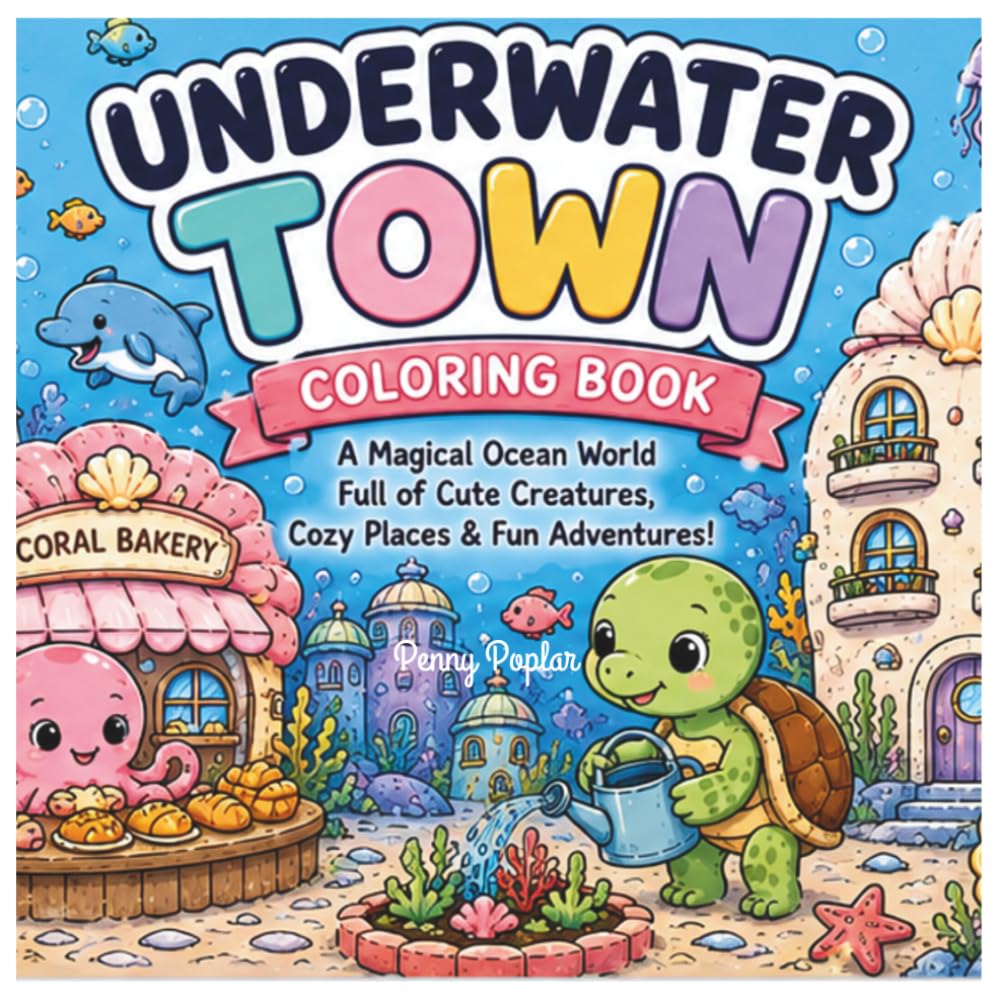 Underwater Town Coloring Book: A Magical Ocean World Full of Cute Creatures, Cozy Places & Fun Adventures!