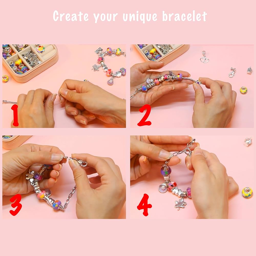 ZYLORA Charm Bracelet Making Kit for Girls, Craft Gift for