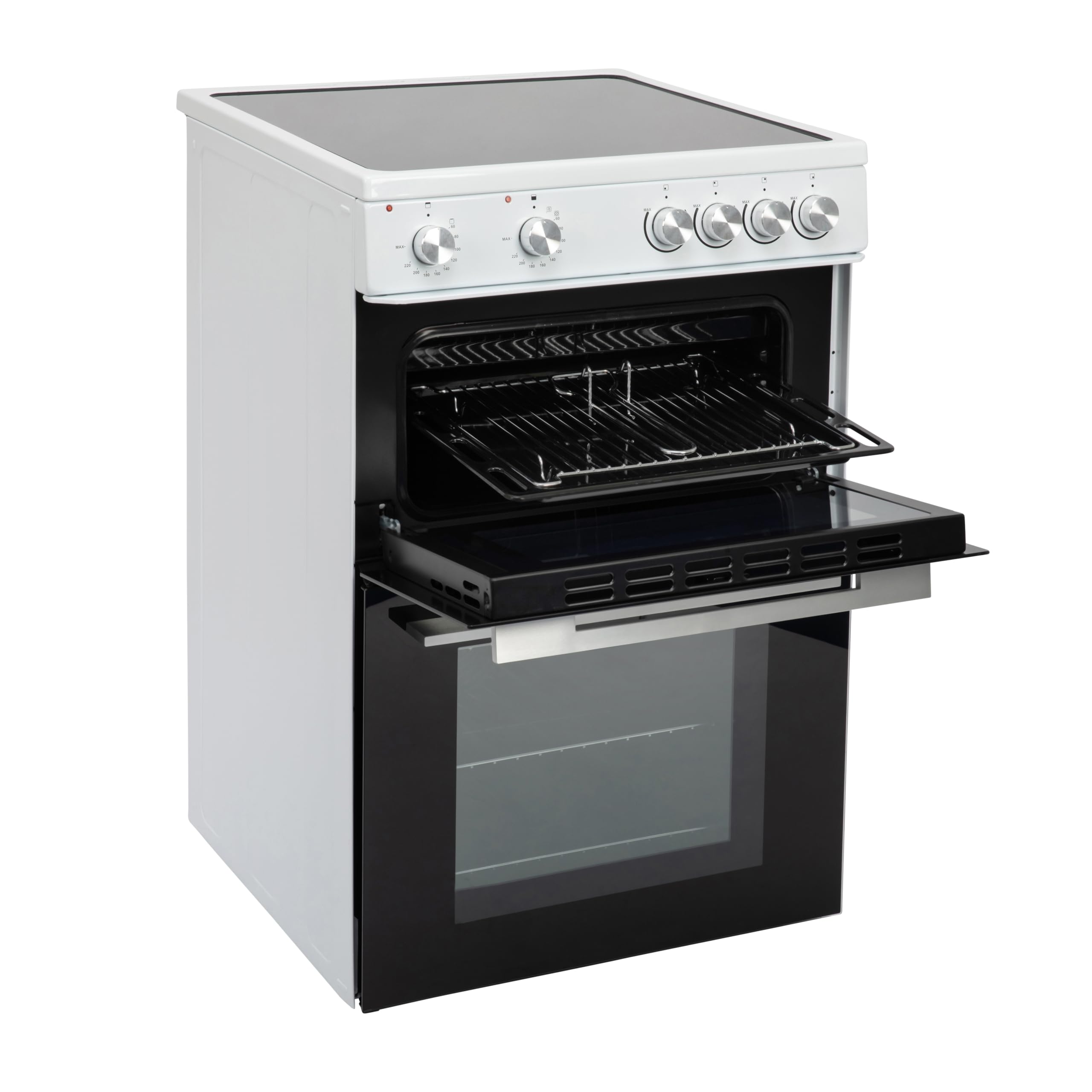 Willow WT60CCW 60cm Electric Cooker with Ceramic Hob, Twin Cavity, 31L Electric Grill, Freestanding - White — view 6