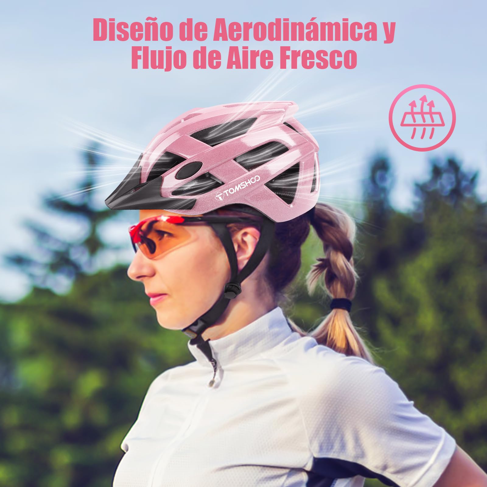 Casco de bicicleta unisex para adultos, PC+EPS con malla de protección contra insectos y parasol desmontable, transpirable y ligero, 58 – 61 cm para bicicleta de carretera, bicicleta de montaña